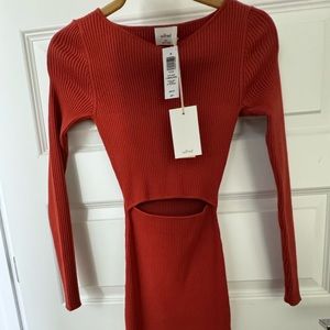 Wilfred Aritzia Revel Red cutout long sleeve dress